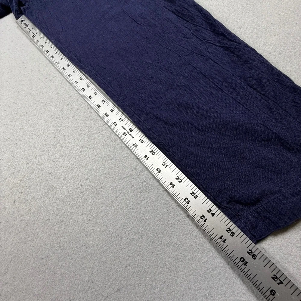 OFY Mens Navy Blue Tencel Cotton Drawstring Elastic Waist Casual Pants Large